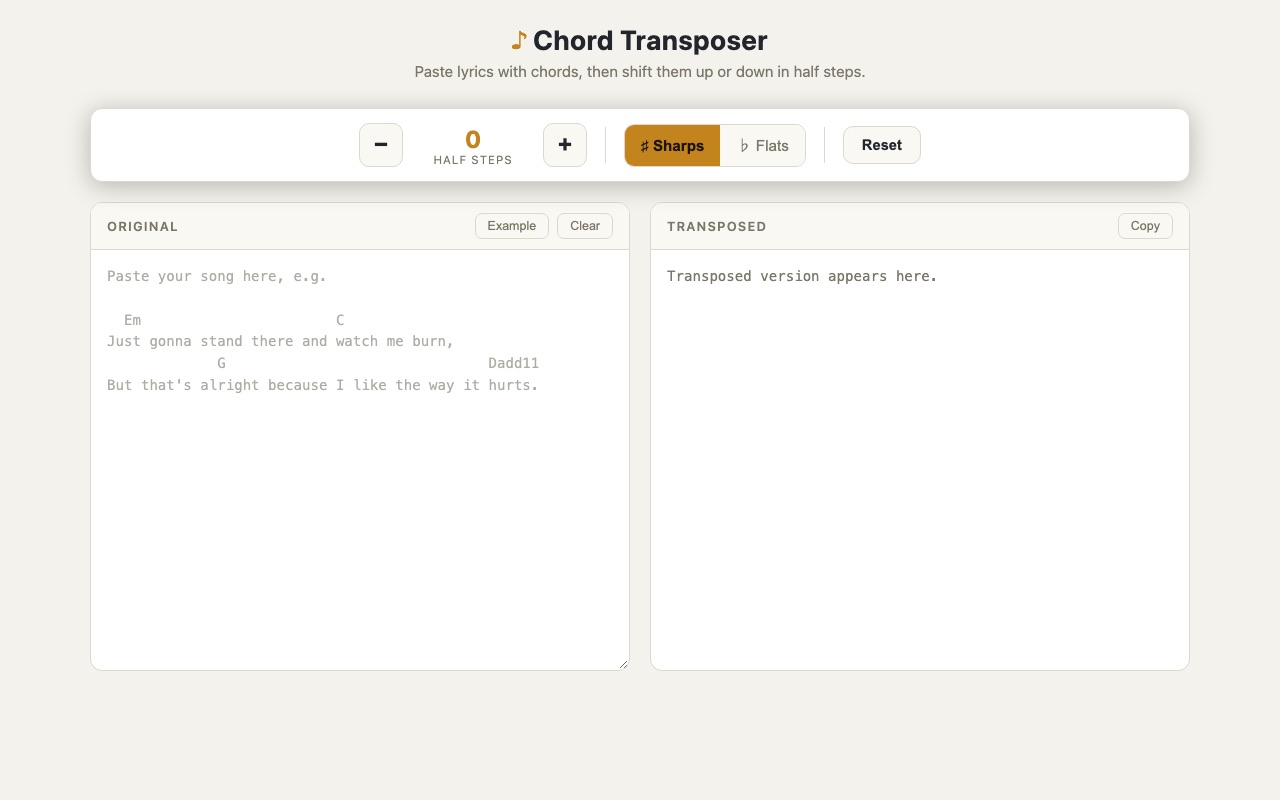 Screenshot of Chord Transposer
