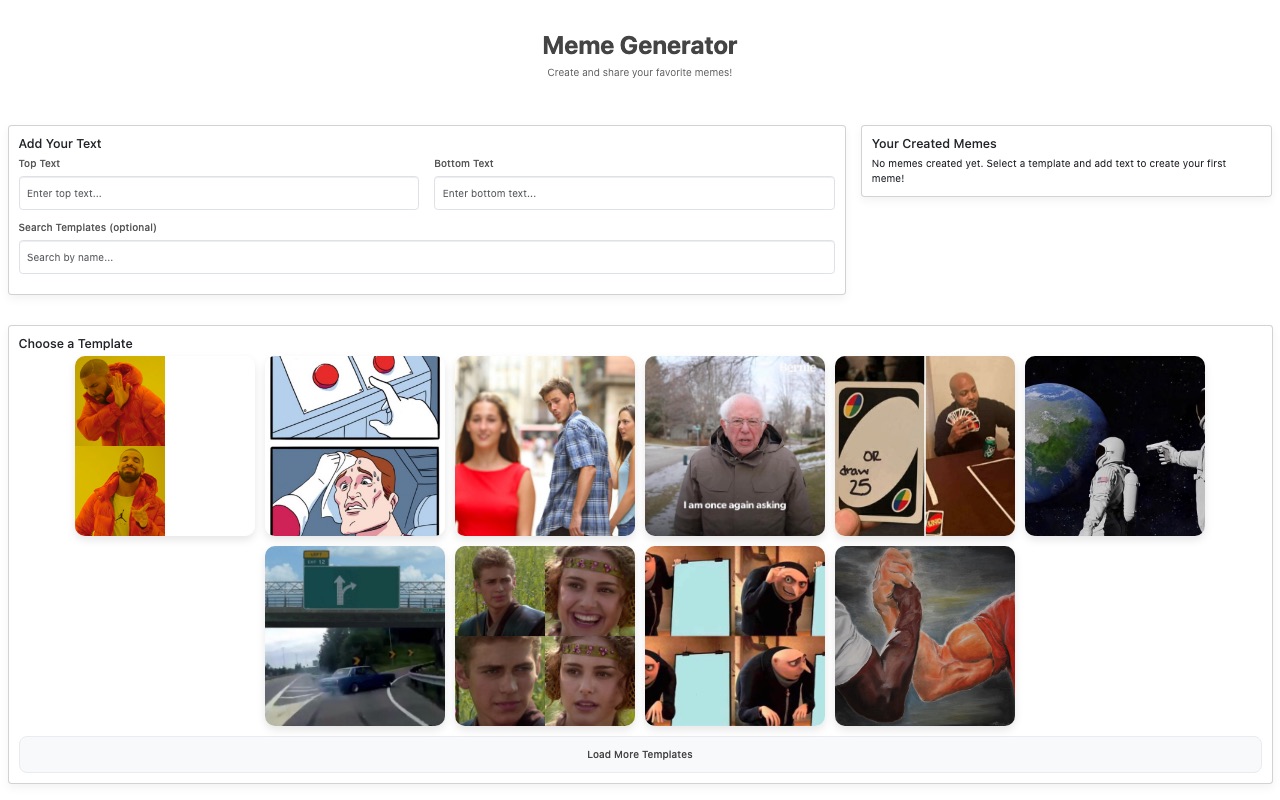 Screenshot of Meme Generator